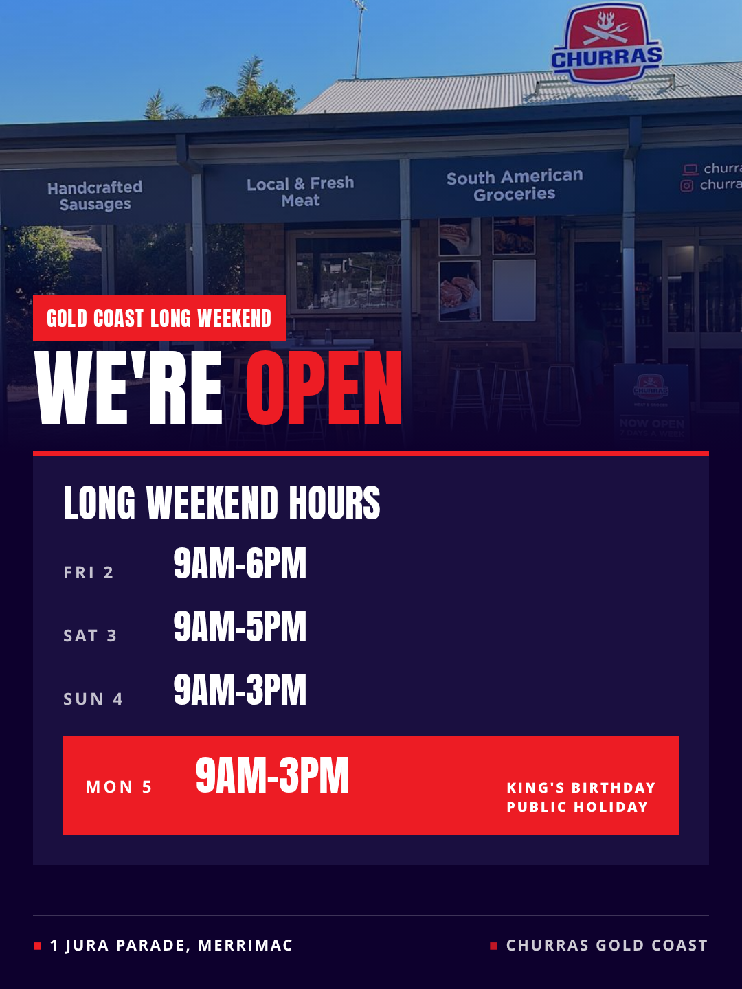 We're open: long weekend hours