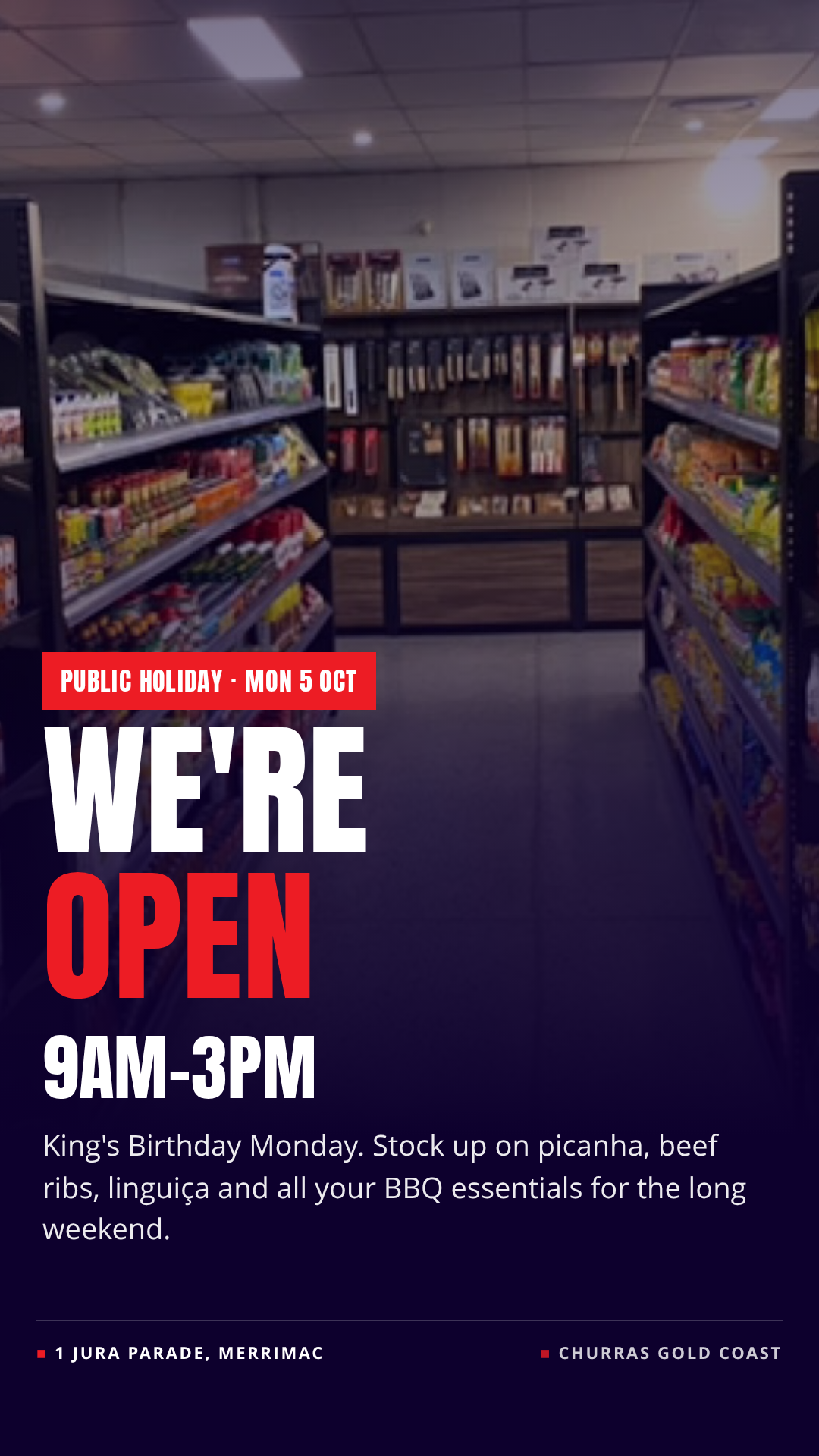 Public holiday Monday 9am–3pm