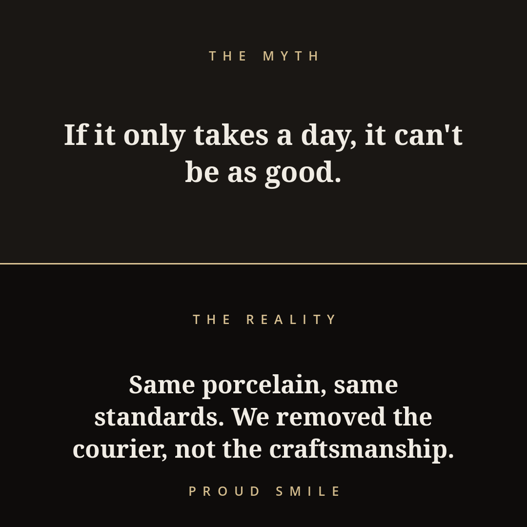 Faster dentistry means lower quality. That's the myth.